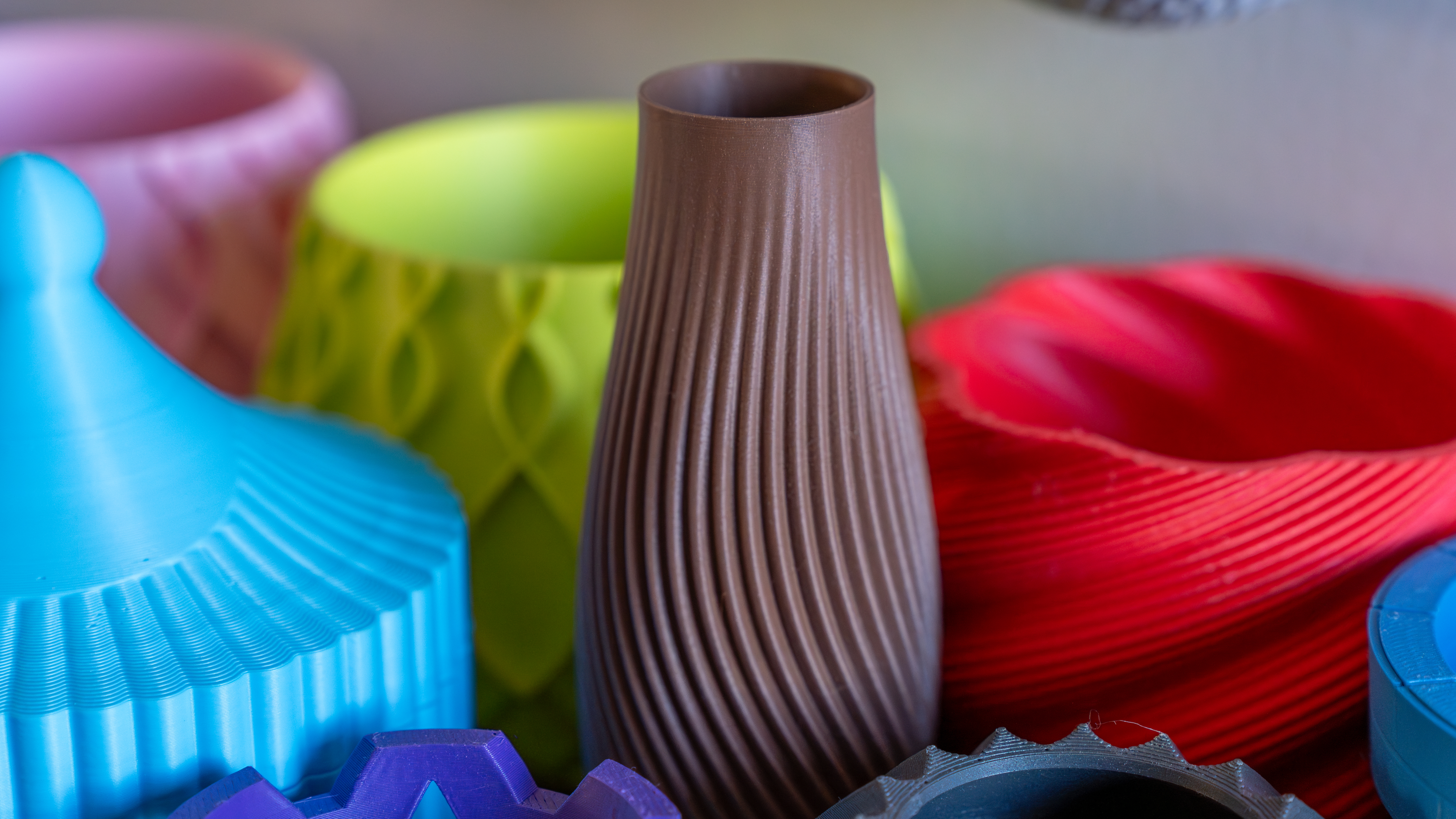 A selection of 3D printing material samples being tested